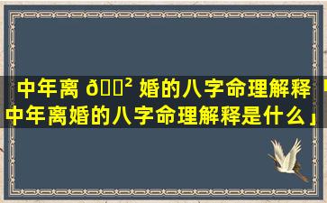 中年离 🌲 婚的八字命理解释「中年离婚的八字命理解释是什么」